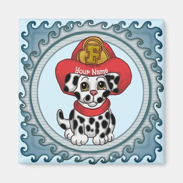 Puppy Hund Firefighter Magnet (Framsidan)