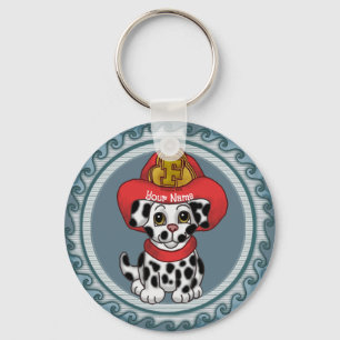 Puppy Hund Firefighter Nyckelring