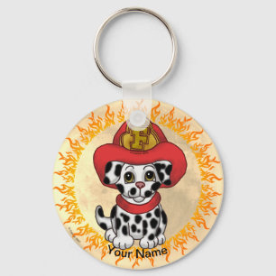 Puppy Hund Firefighter Nyckelring
