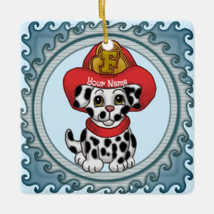 Puppy Hund Firefighter-prydnadsföremål Julgransprydnad Keramik