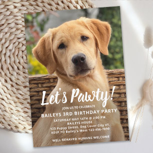 Puppy Hund Födelsedagsfest Personlig Pet Photo Inbjudningar