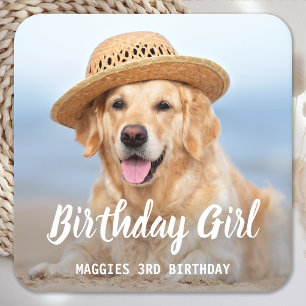 Puppy Hund Födelsedagsfest Personlig Pet Photo Underlägg Papper Kvadrat