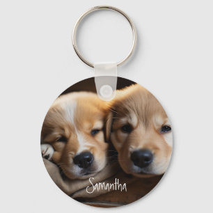 Puppy Hund Friends ForCustomize their Namn Nyckelring