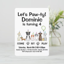 Puppy Hund Gender Neutral eller Boy Birthday Pawty