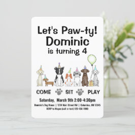 Puppy Hund Gender Neutral eller Boy Birthday Pawty Inbjudningar