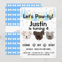 Puppy Hund Gender Neutral eller Boy Birthday Pawty