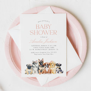 Puppy Hund Girl Baby Shower Inbjudningar