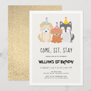 Puppy Hund Glitter födelsedag Pawty Inbjudningar