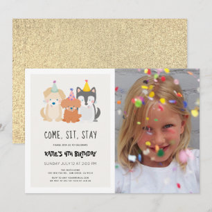 Puppy Hund Glitter födelsedag Pawty Photo Inbjudningar