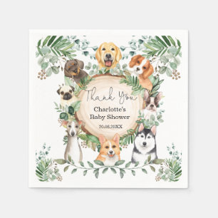 Puppy Hund Greenery Löv Baby Shower 1:a födelsed Pappersservett