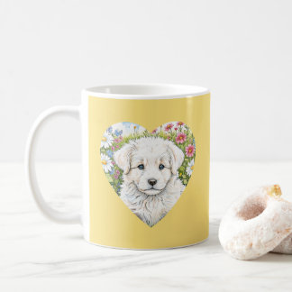 Puppy Hund Heart Gult Mugg