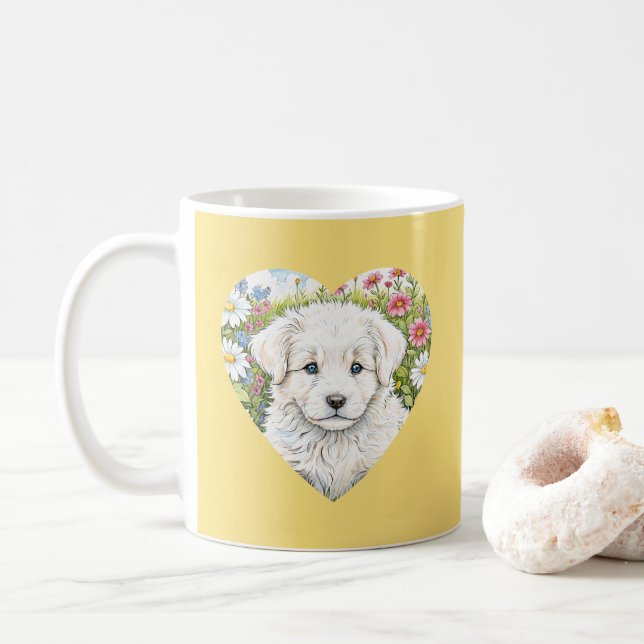 Puppy Hund Heart Gult Mugg (Med munk)