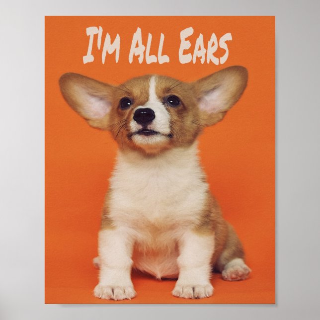 Puppy Hund I är All Öron, Cute Memine Poster (Framsidan)