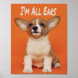 Puppy Hund I är All Öron, Cute Number Poster