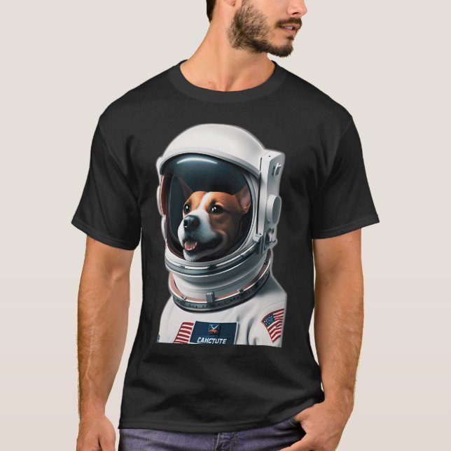 Puppy Hund i Astronaut Kostym T Shirt (Framsida)