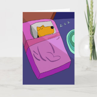 Puppy-Hund i Bed Greeting Card Kort