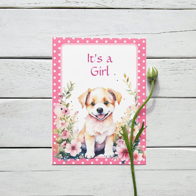 Puppy Hund i Blommor Girl's Baby Shower Inbjudningar (Skapare uppladdad)