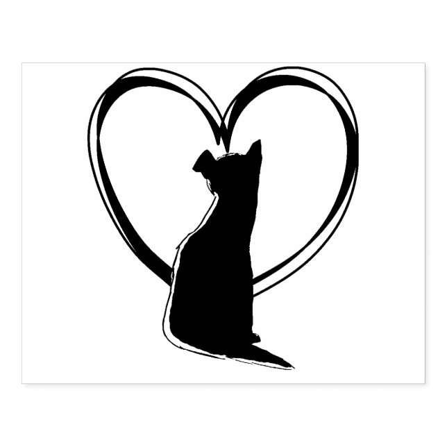 Puppy-Hund i hjärtform | HUND ÄLSKARE Stämpel (Tryck)