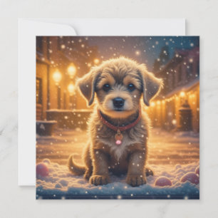 Puppy Hund i Snö Personlig Jul Kort