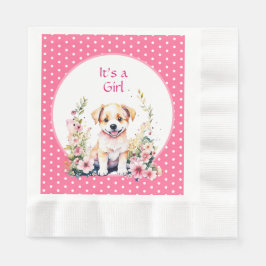 Puppy Hund in Flowers Girl Shower the a Girl Pappersservett