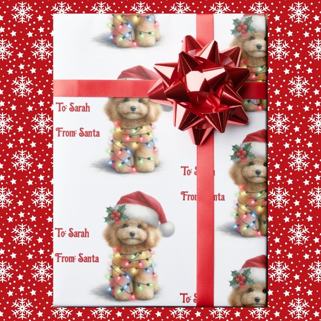 Puppy Hund jul Ljus Personalize Namn Santa Presentpapper (Skapare uppladdad)