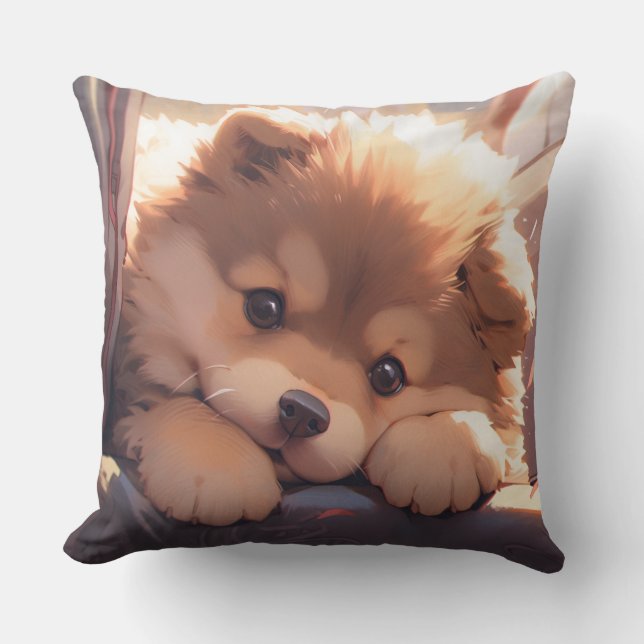 Puppy hund kawaii stil kudde (Framsida)