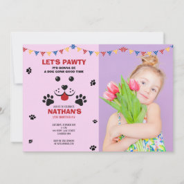 Puppy Hund låter Pawty Birthday Boy Photo Inbjudningar