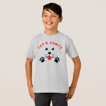 Puppy Hund Lets Pawty Birthday Kid T Shirt<br><div class="desc">Släng en oförglömlig, marionettmatad födelsedagskalas för din lilla födelsedagspojk med våra "Puppy Hund Lets Pawty" födelsedagspojkinbjudningar! De här högkvalitativa inbjudningarna kan vara personlig med ditt barns namn och ålder. De har en bra utformning med en lekfull valp och klara ballonger. Beställ nu och få redot till bark, wag och fira...</div>
