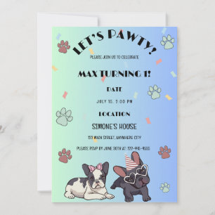 Puppy Hund Lets Pawty Födelsedagsfest inbjudan