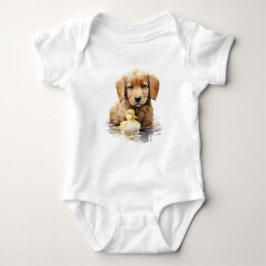 Puppy Hund med Baby Anka Duckling T Shirt