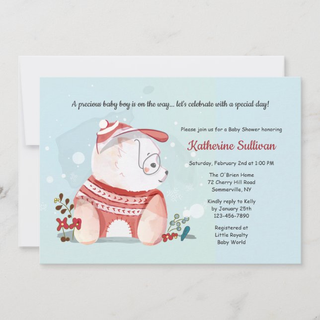 Puppy-Hund med glasögon, babyskor Inbjudningar (Framsida)