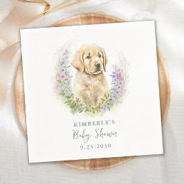 Puppy Hund Modern Sage Grönt Baby Shower Pappersservett