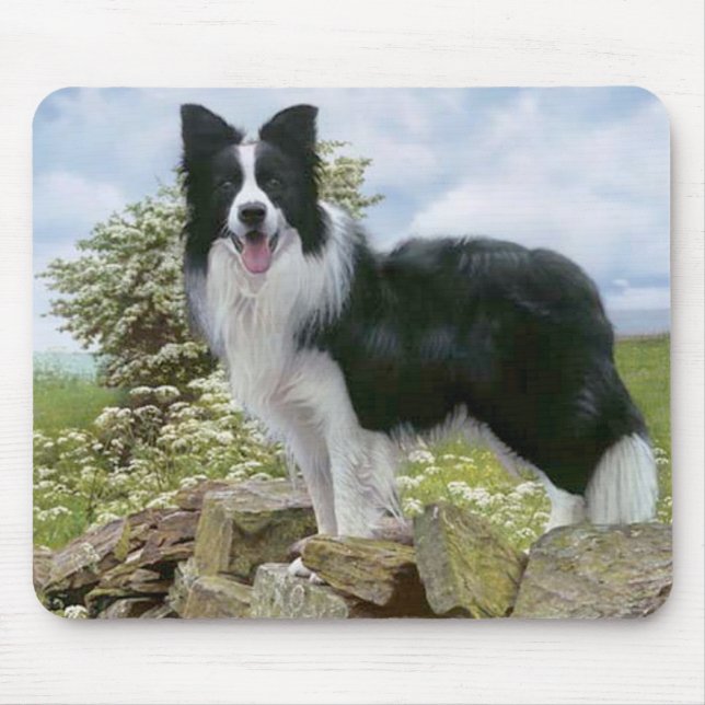 Puppy Hund Mousepad, svart och vit Gräns Musmatta (Framsidan)