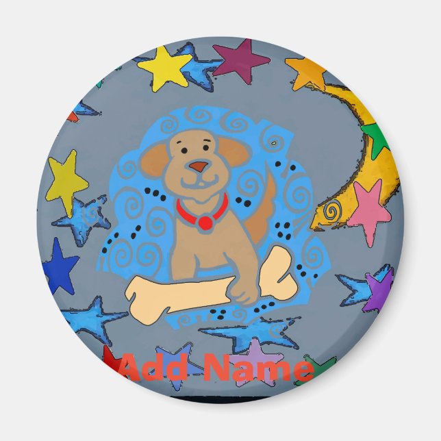 Puppy Hund Pa Dutch hex Sign, lägg till namn Magnet (Framsidan)