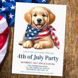 Puppy Hund Patriotic Golden Retriever 4 juli Inbjudningar