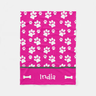 Puppy Hund Paw Skriv ut blanket Add Doggie Namn Fleecefilt