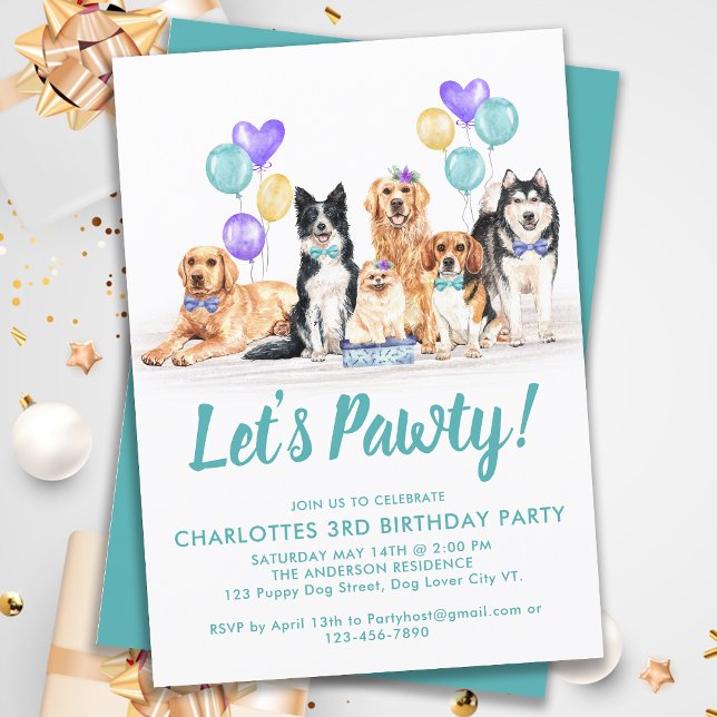 Puppy Hund: Pawty Födelsedagsfest Inbjudningar (Skapare uppladdad)