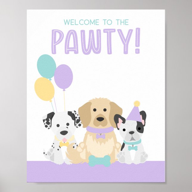 Puppy Hund Pawty Party Theme Poster (Framsidan)