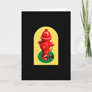 Puppy Hund Peeing on Fire Hydrant Retro Kort