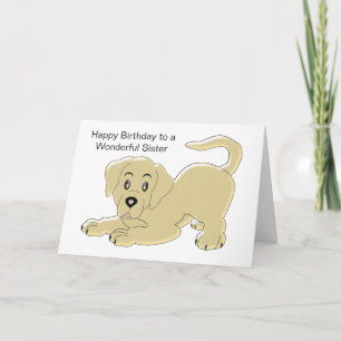 Puppy Hund Personlig Sister Birthday Kort