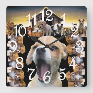 Puppy Hund Pet Owner Gifts Wall Clock Fyrkantig Klocka