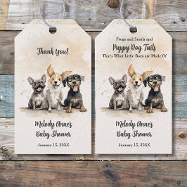 Puppy Hund Pojke Baby Shower Presentetikett