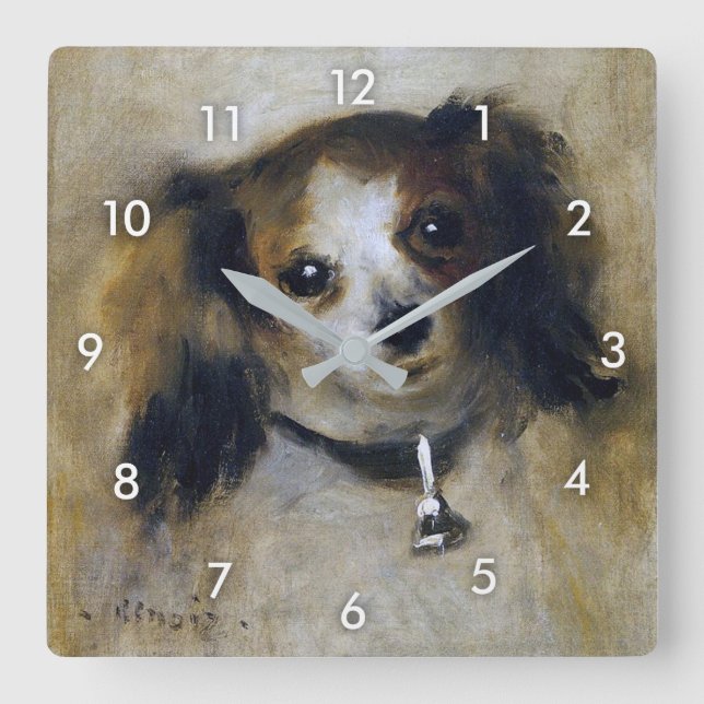 Puppy Hund, Renoir Fyrkantig Klocka (Framsida)