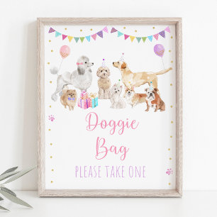 Puppy Hund Rosa Girl Birthday-favoritsignatur Poster
