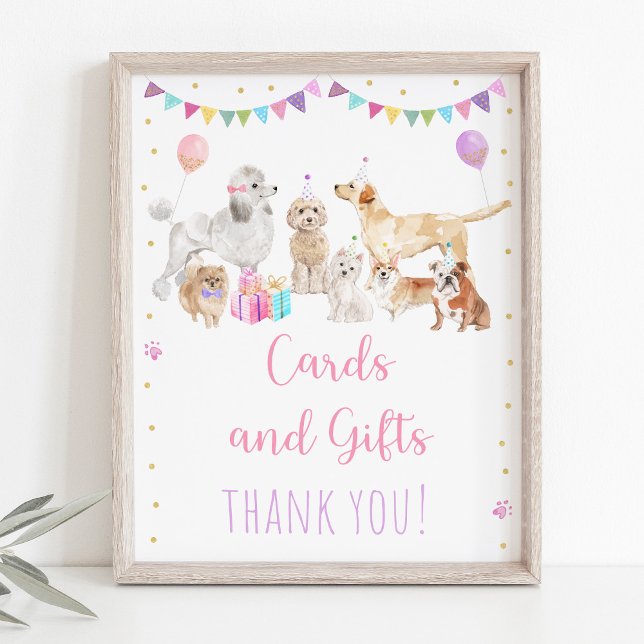 Puppy Hund Rosa Girl Birthday Gifts Sign Poster (Skapare uppladdad)