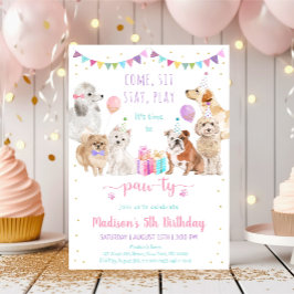 Puppy Hund Rosa Girl Girl Tass-ty Birthday Inbjudningar
