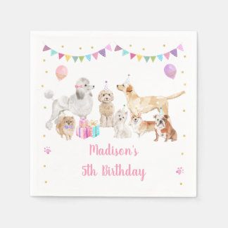 Puppy Hund Rosa Tass-ty Girl Birthday Pappersservett
