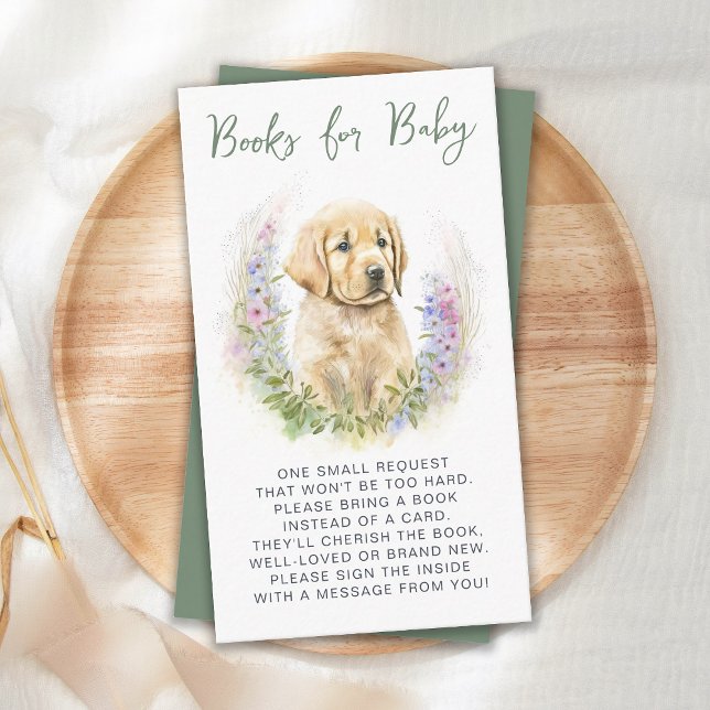 Puppy Hund Sage Grönt Baby Shower Bok Request Tilläggskort (Skapare uppladdad)