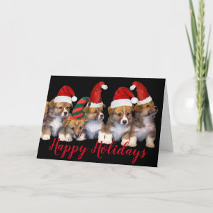 Puppy Hund Santa Hats Glad helg julkort Kort