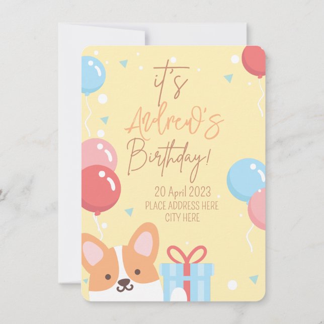 Puppy Hund Themes Barns födelsedag Inbjudningar (Baksida)